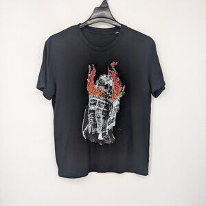 Stanley Stella T-Shirt Adult size L Organic Cotton Flame Skeleton Grunge Skater